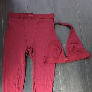 Skims Ribbed Red Lounge Set